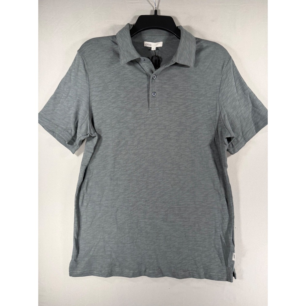 Onia Slub Short Sleeve Polo Agave Green Mens Solid Knit Shirt